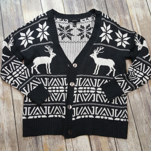 Forever 21 elk/deer button front cardigan sweater size small - Picture 1 of 6